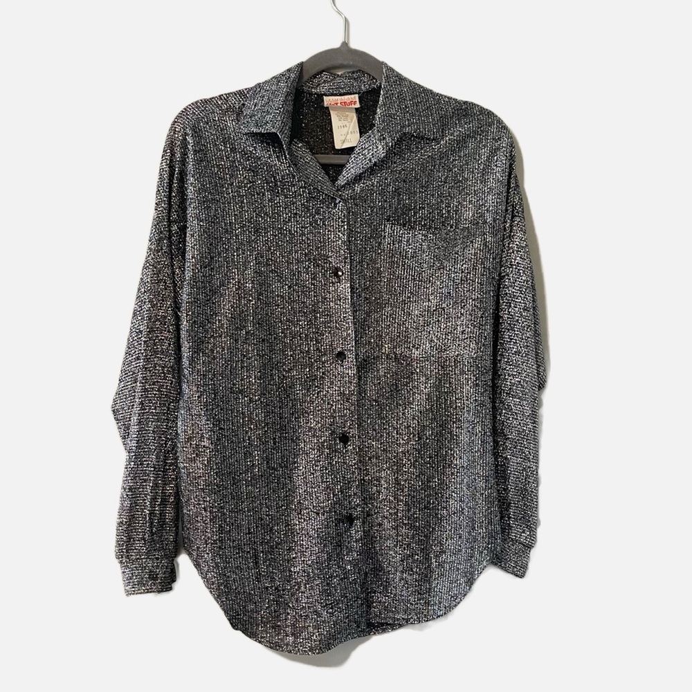 Vintage 60s 70s | Hot Stuff | Semi-sheer Metallic Button Front Shirt